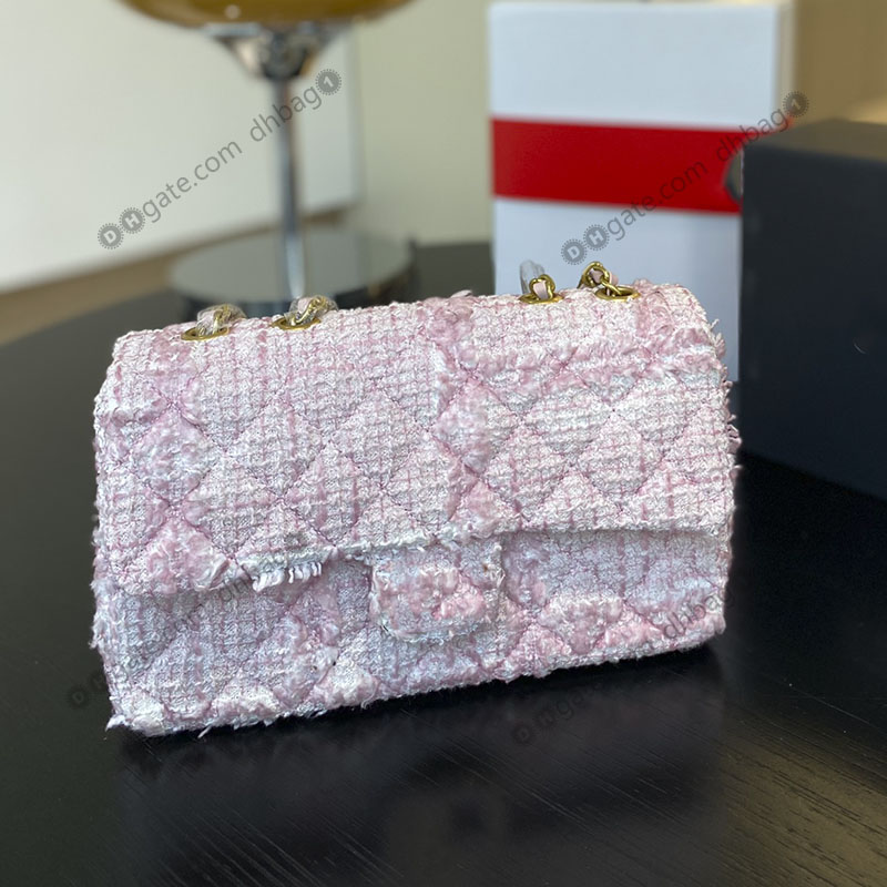 

French Designer Handbags Women Crossbody Bags Gold-Tone Hardware Two-tone Tweeds Shoulder Messenger Bag Luxury Flap Key Pouch Portable Sacoche Wallets Purse 25CM