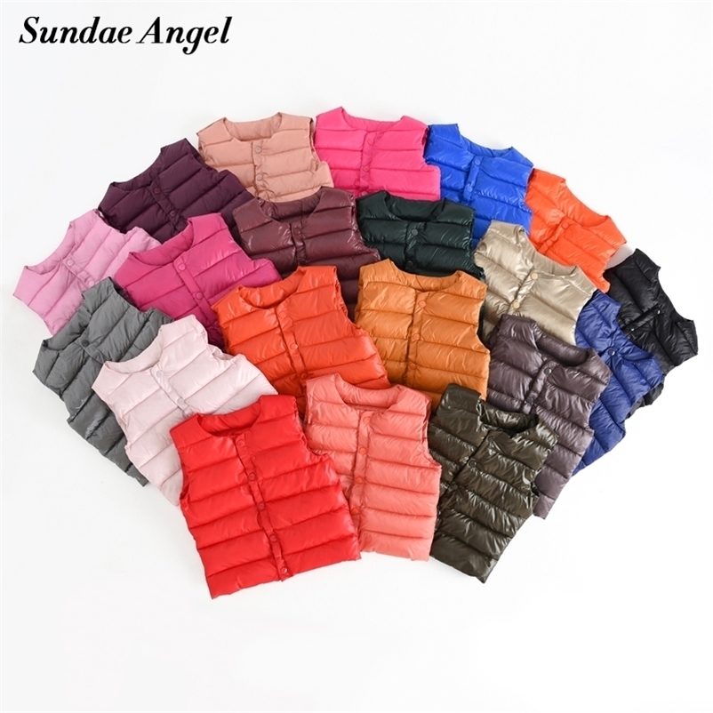 

Waistcoat Sundae Angel Kids Vest For Boys Solid Round Collar Soft Warm Down Girl Sleeveless Children Winter 1-6 Y 220930, Red