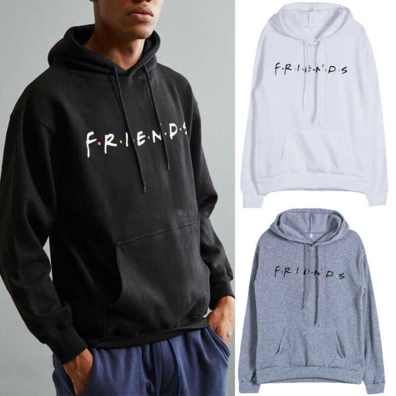 

Mens Womens FRIENDS Print Hoodie Sweatshirt Hoody Coat Ladies Pullover Top Loose Casual Womens Jumper Pull Femme, Black