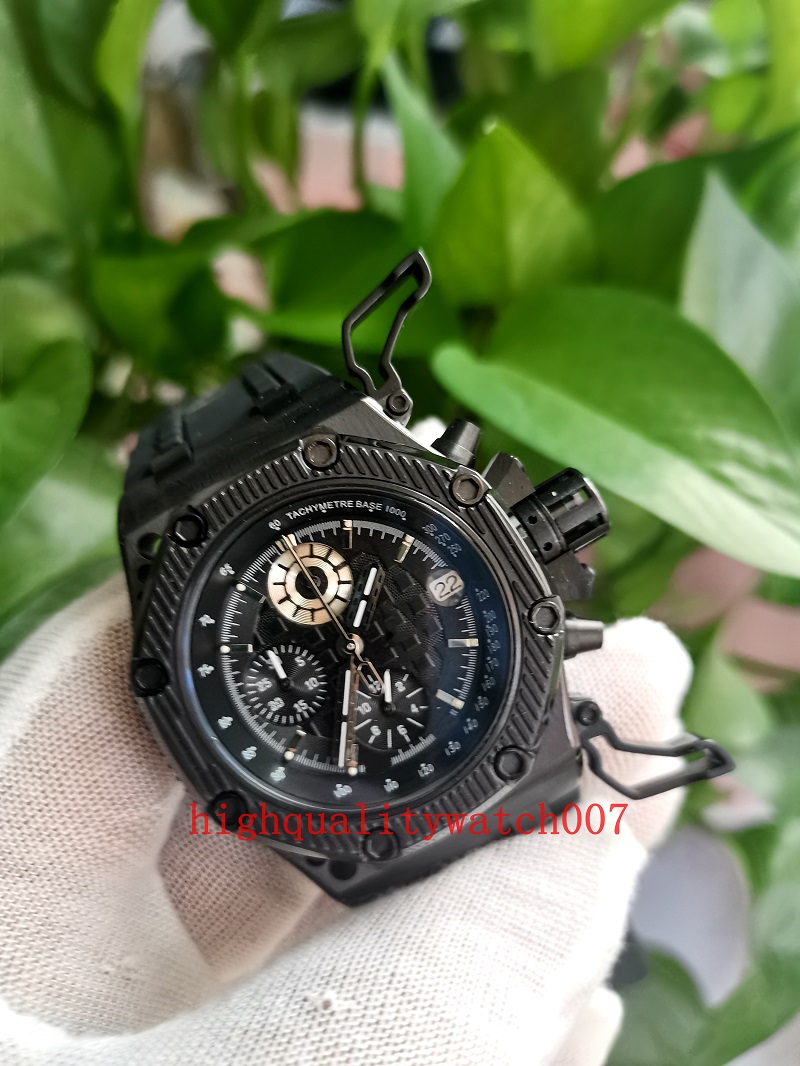 

high-quality Watch New Version VK Quartz Chronograph Working Black Dial Rubber Strap Bands Men's Excellent Watch Wristwatch