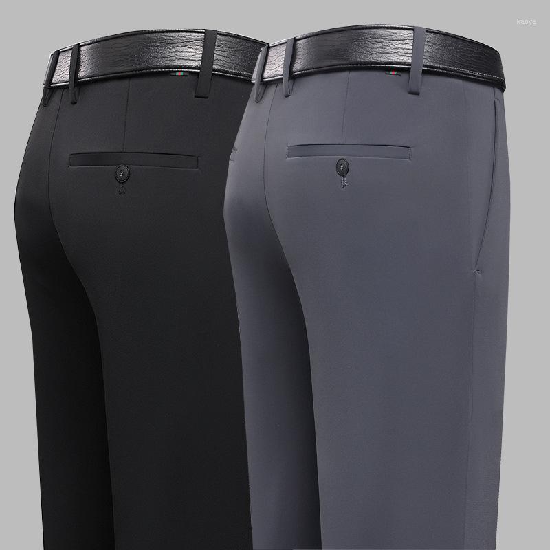 

Men's Suits Autumn And Winter Men's Trousers Four Side Elastic Milk Silk Business Office Thick Casual Pants Long, Thick gray