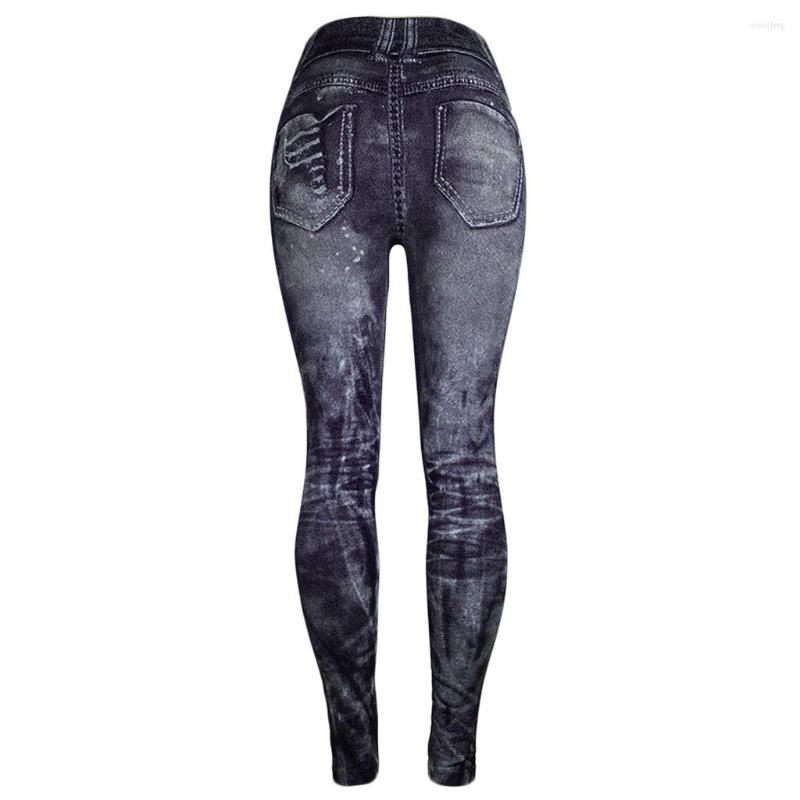 

Women' Leggings Women Imitation Jeans Sport Fitness Bottom Pants Coloured Hip-up Super Bomb Slim Streetwear Workout, Gray