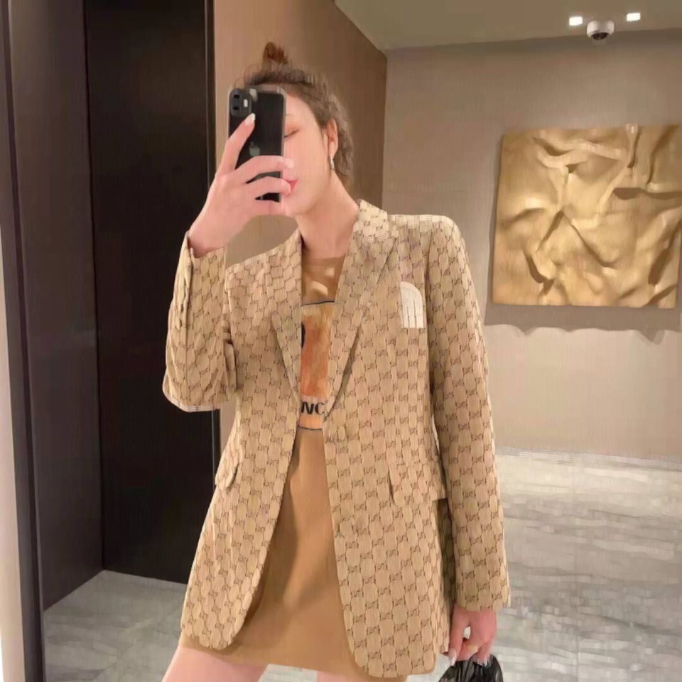 

Women's Suits & Blazers Runway banquet Cocktail Party Beige birthday queens Office Outfit luxury businesswomen Tailoring Blazer Pantsuits Formal, Brown