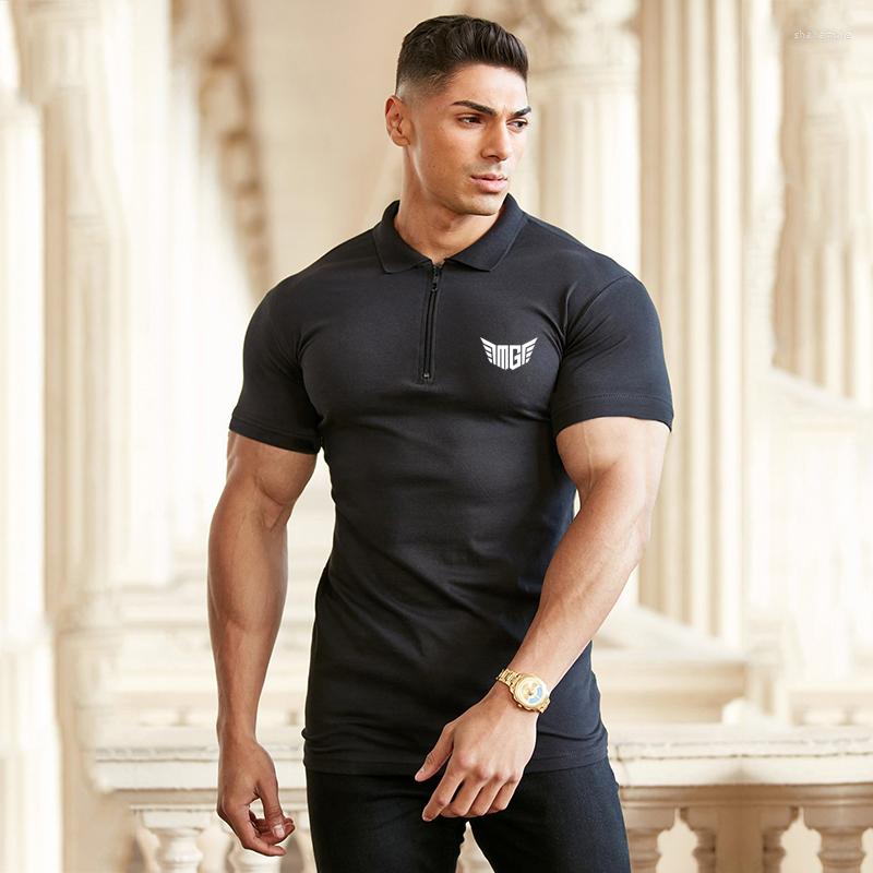 

Men's Polos Brand Mens Short Sleeve Polo Shirts Cotton Casual Fitness Fashion Shirt Men Bodybuilding Sport, White
