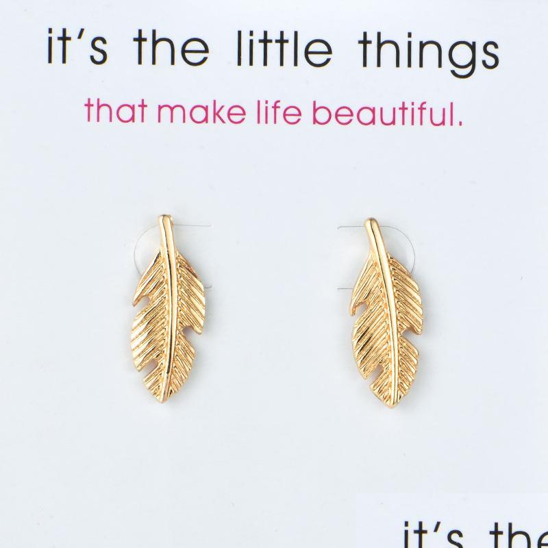 

Stud Leaves Earrings Alloy Exquisite Gold Sier Colors Stud Womens Feather Charming Card Jewelry Gifts For Girls Drop Delivery Lulubaby Dhkev