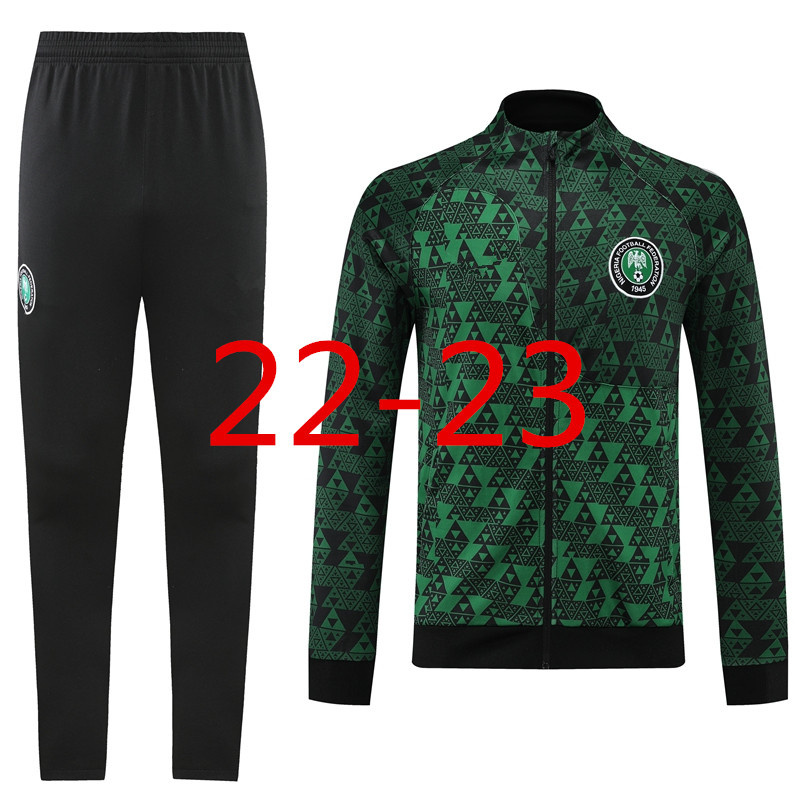 

TOP 22-23 Nigeria national football team men's football Long pull zipper Tracksuits outdoor running training suit Autumn and Winter Customized 2022-20223, Gray