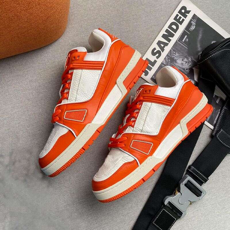 

Luxury Casual Shoes Men Women Designer Low Top Leather Flat Sneakers Velcro Blue Red Orange Green Outdoor Running Shoes