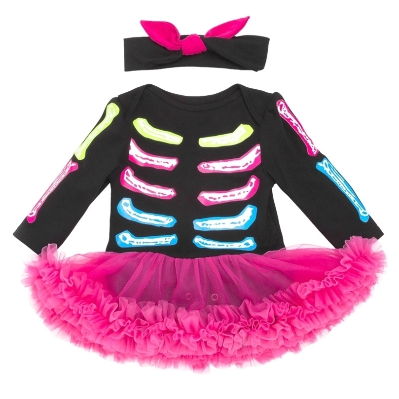 

Girls Dresses Halloween born Clothes Dress skeleton costume Baby Girl Rompers Dresses Cotton Funny Longsleeved Romper Jumpsuit 2201006, Black