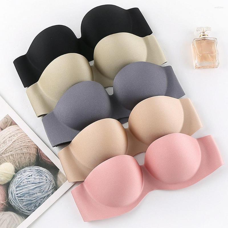

Yoga Outfit Women Sexy Strapless Bra Invisible Push Up Bralette Lingerie Underwear Seamless Solid Without Straps Bras, Black