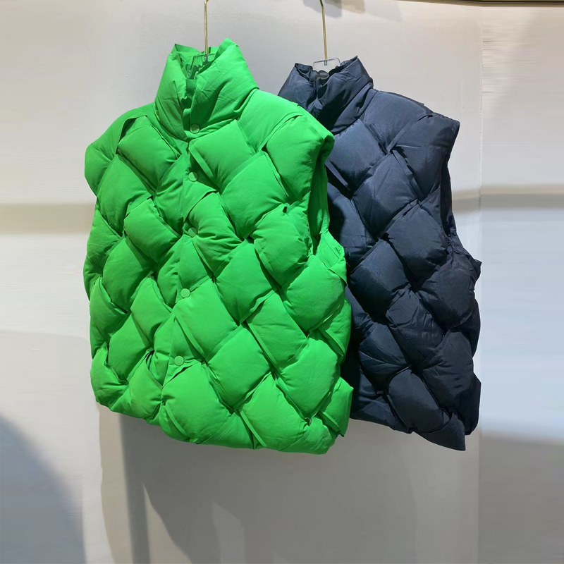

Mens weave Argyle gilet woman down vest designs warmer Green Sleeveless coat winter jacket thickening outdoor essential cold protection, Black