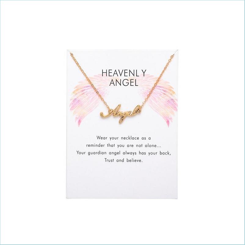 

Pendant Necklaces Angel Letters Pendant Necklaces For Women Girl Gothic Gold Sier Clavicle Chain Collar Choker Jewelry Gift Mjfashion Dhezy