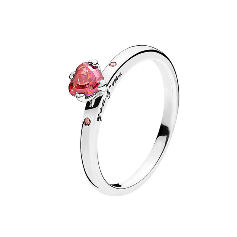 

Sparkling Red Heart Ring 925 Sterling Silver Wedding Jewelry For Women Girls with Original Box Set for Pandora CZ diamond Engagement gifts Rings