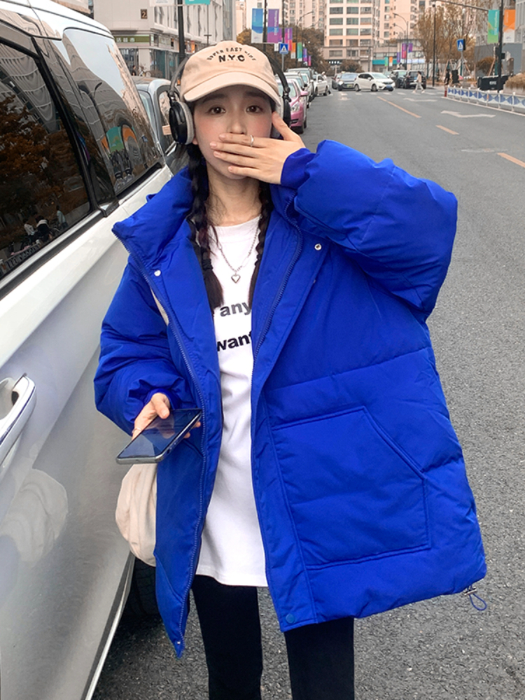 

Women's Down Parkas Winter Cotton Padded Jacket Female Loose Hooded Puffer Jacket Women Solid Stand Collar Loose Oversized Bubble Coat casual Parkas 220930, Blue