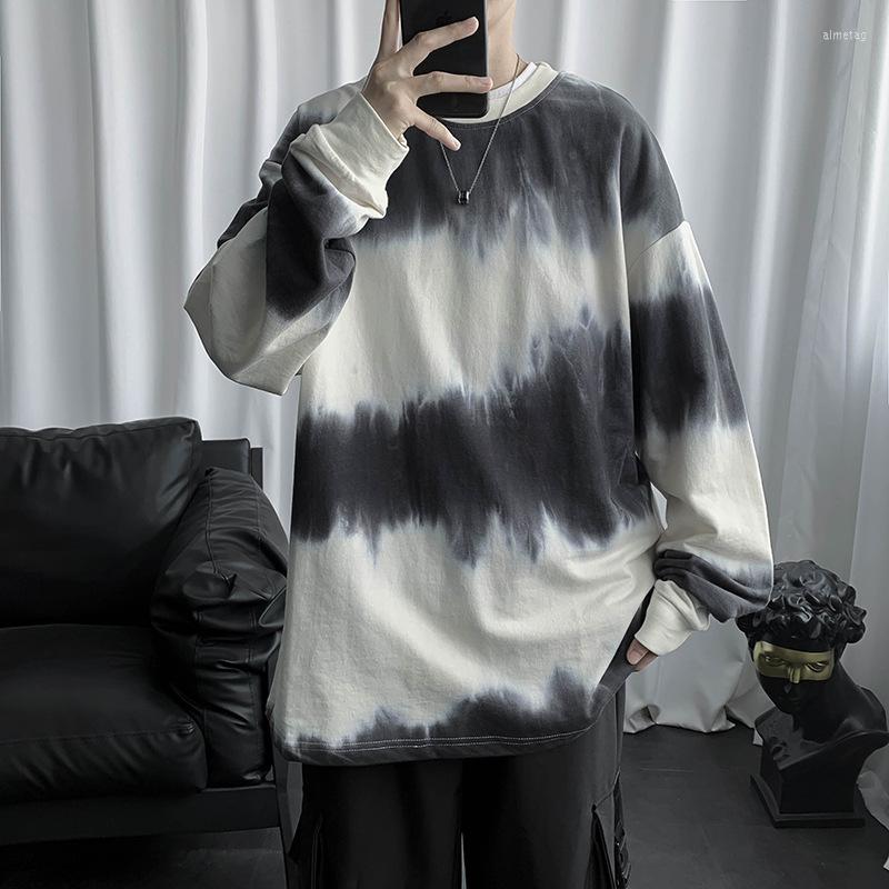 

Men's Hoodies Spring And Autumn Men's Tie-Dye Sweater Boys Tide Brand Trend Couples Clothes All-match Loose Long-Sleeve T-Shirts, As shown