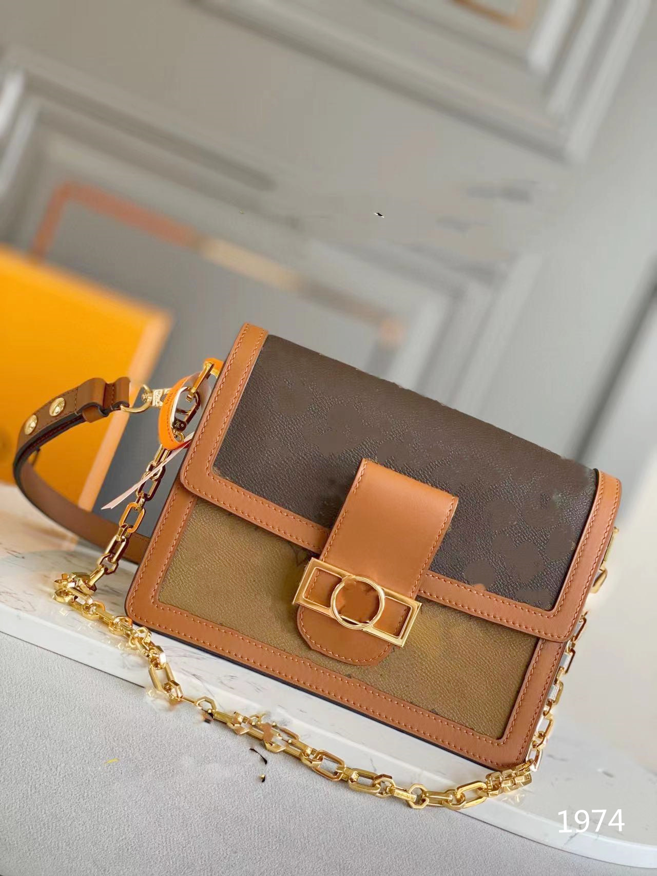 

designer shoulder bag crossbody bags DAUPHINE fashion chain handbags Luxurys Leather totesleather woman handbag 20cm new khaki Textile single handle bag lpm