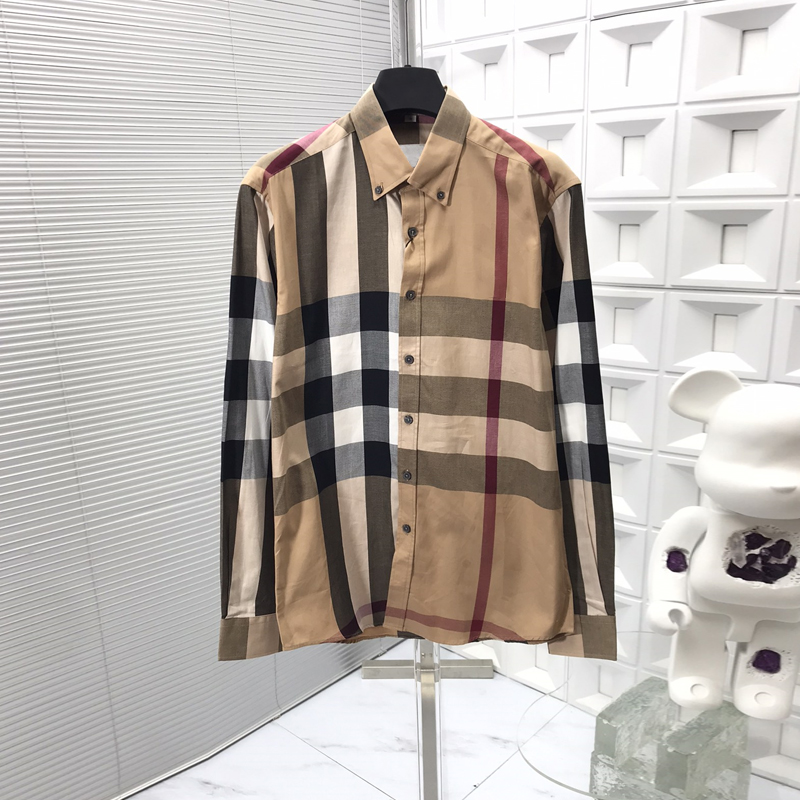 

Mens Shirts Classic Check Striped Long Sleeve Shirt New Contrast Color Slim Fit All match Bottoming Shirt Fashion and leisure Tops, High quality 1