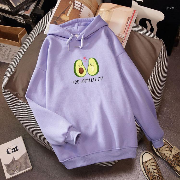 

Women's Hoodies Women's & Sweatshirts Female Kpop Hoody Ladies Cute Long Sleeve Avocado Print Letter Kawaii Sweatshirt Winter, Green