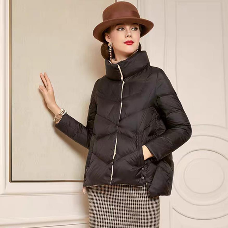 

Women's Down Parkas Offseason light down jacket women winter style fashion slim offseason sale stand collar white duck down jacket F2214 220930, Yellow