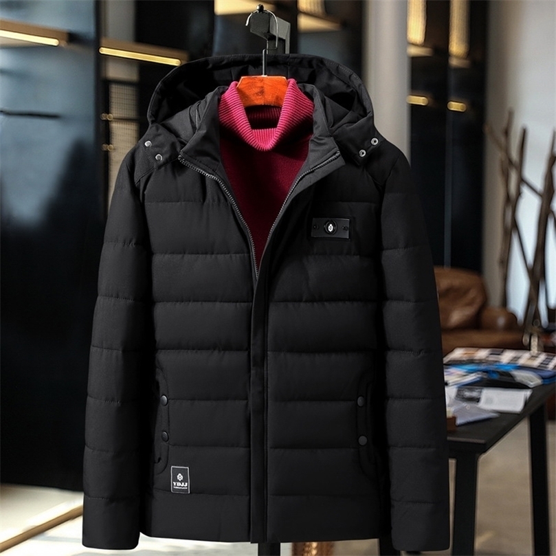 

Mens Down Parkas Winter Parkas Men Thick Padded Jacket Coat Solid Color Fashion Casual 8XL 9XL Plus Size Parka Male Winter Outerwear Black 2201006