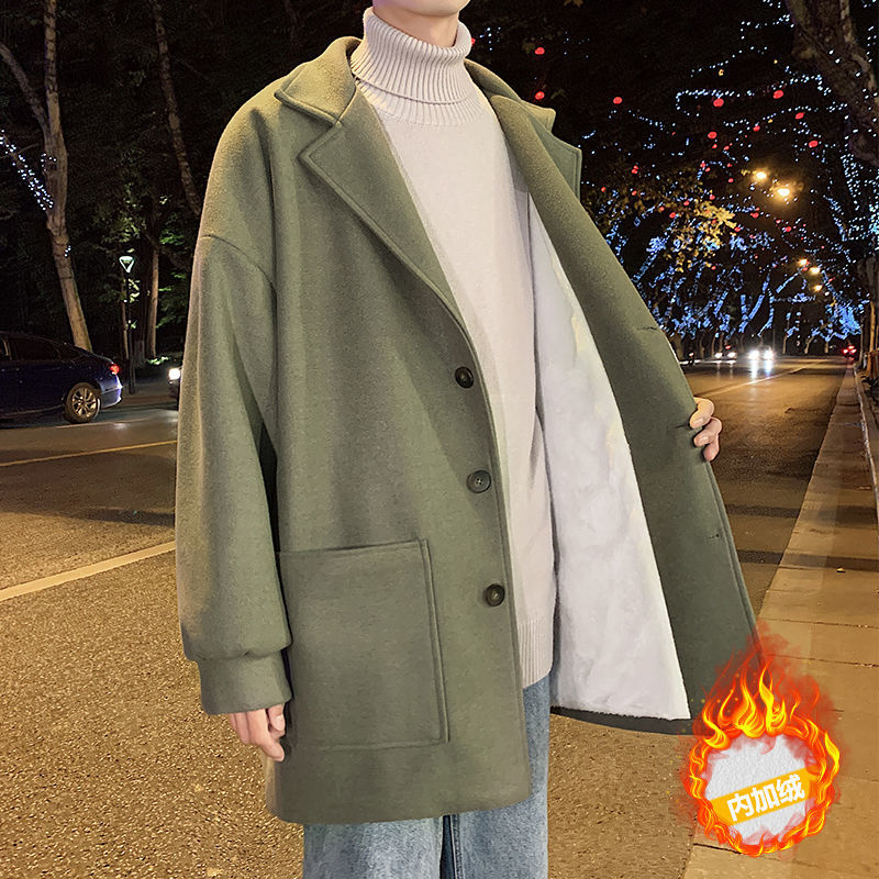 

Men's Wool Blends Men's Lining Thicken Lambs Woolen Blends Long Wool Parkas Cashmere Trench Snow Jackets Coats Cottonpadded Clothes 220930, Khaki