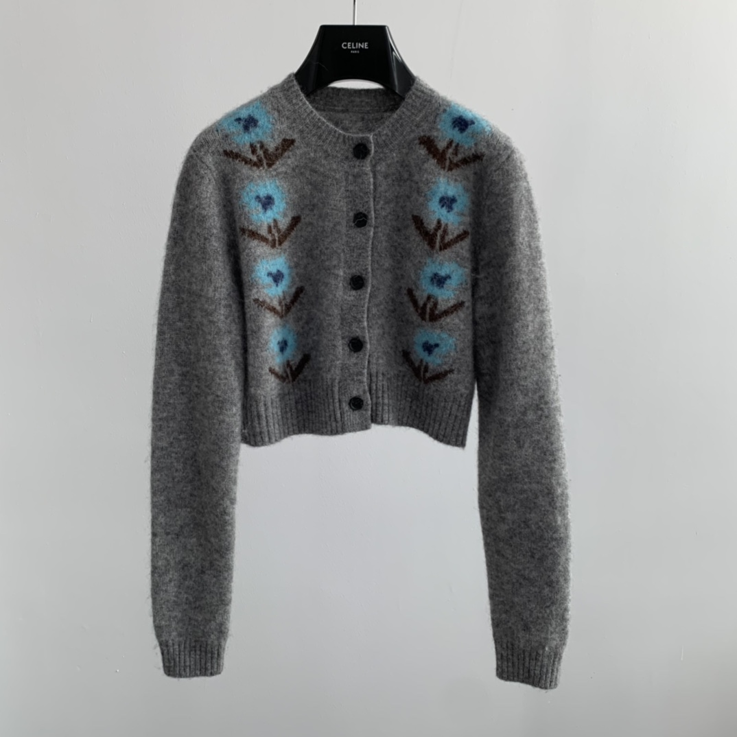 

Women's Sweaters Autumn and winter 2022 European designers design new flower jacquard sweater, Black
