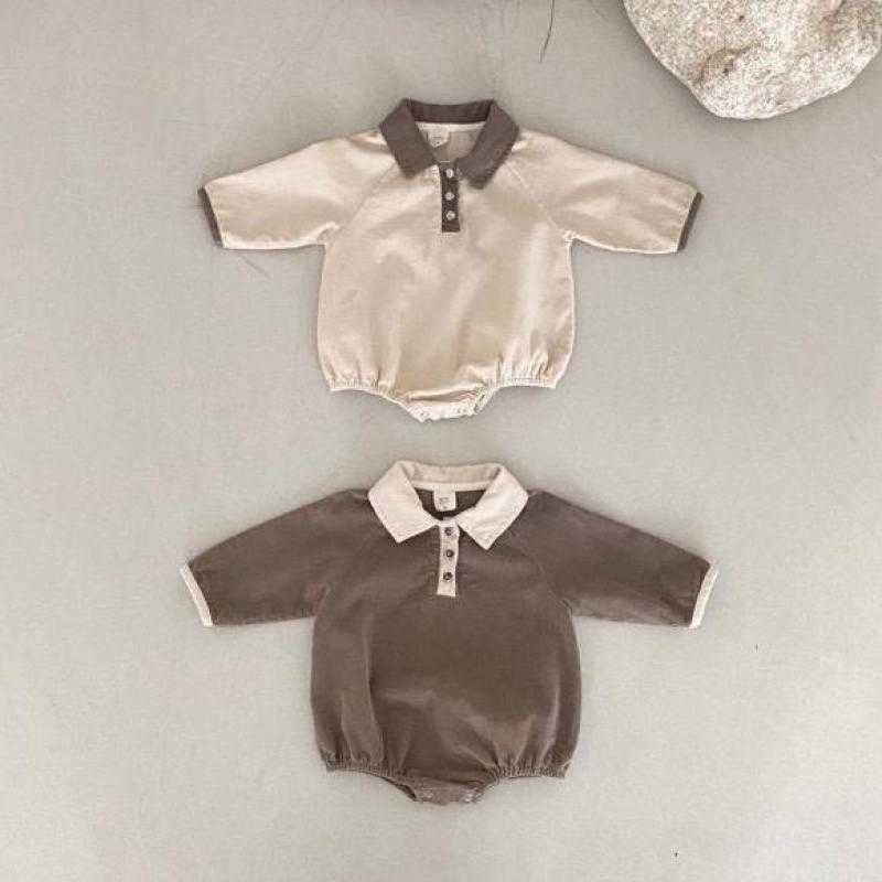 

Rompers 03y Toddler Boy Fashion Polo Bodysuit Simple Collar Loose Jumpsuit Kid Girl Corduroy Solid Outfits One Piece J220922, Beige