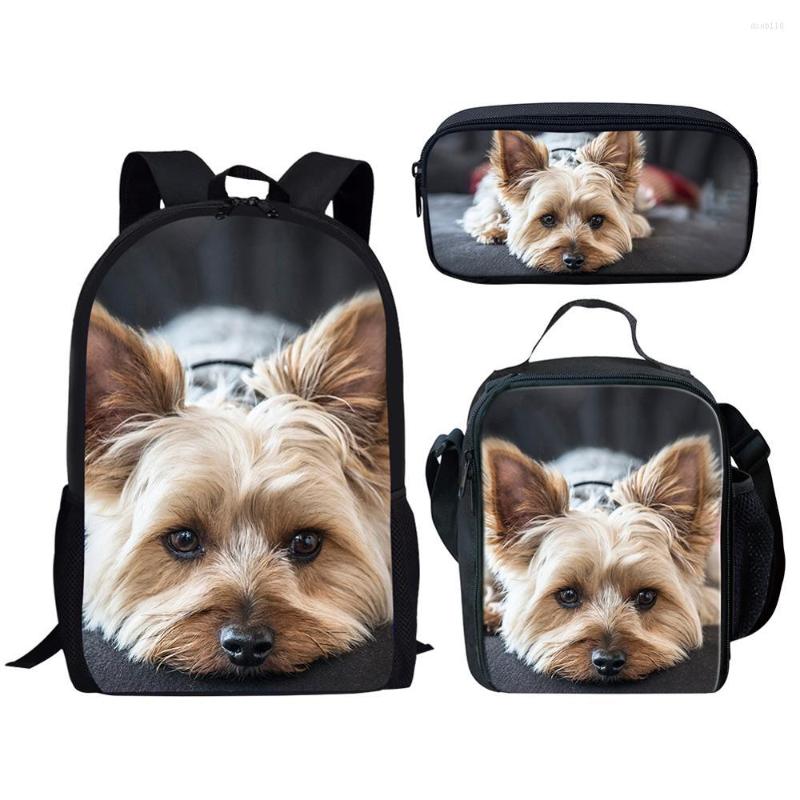 

School Bags For Teenage Girls Boys Back Pack Kids Backpacks Schoolbag Children Book Bag Set Cute Yorkshire Terrier Dog 3D Print, Zbh1274k