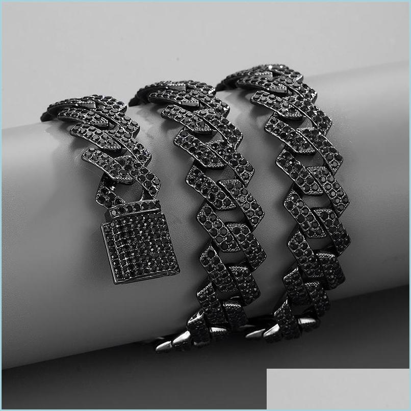

Chains Chains 15Mm Crystal Black Diamond Hip Hop Mens Necklace Choker Box Buckle Curb Miami Cuba Chain Rapper Jewelrychains Chainscha Dh3Yi