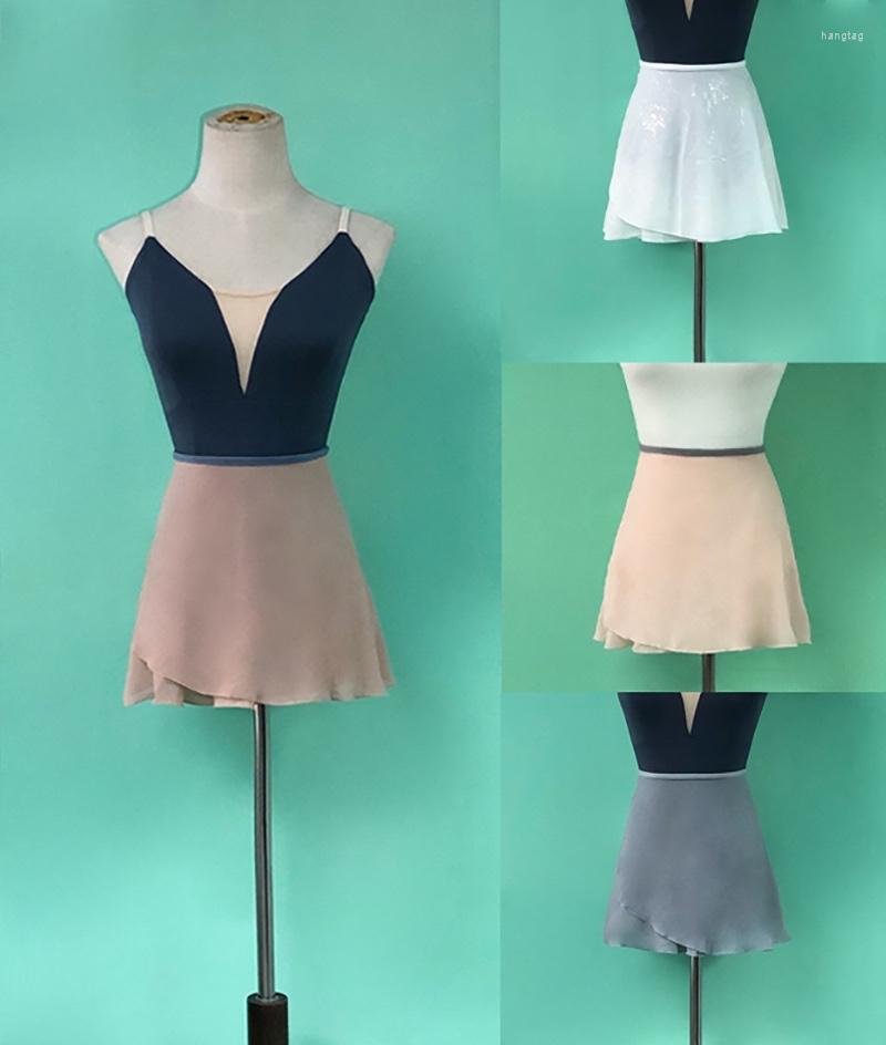 

Stage Wear Women Ballet Small Apron Tutu Girls High Quality Chiffon Solid Color Practice Leotard Skirt Adult Elegance Dancing Dress, Bl081-luo xin se