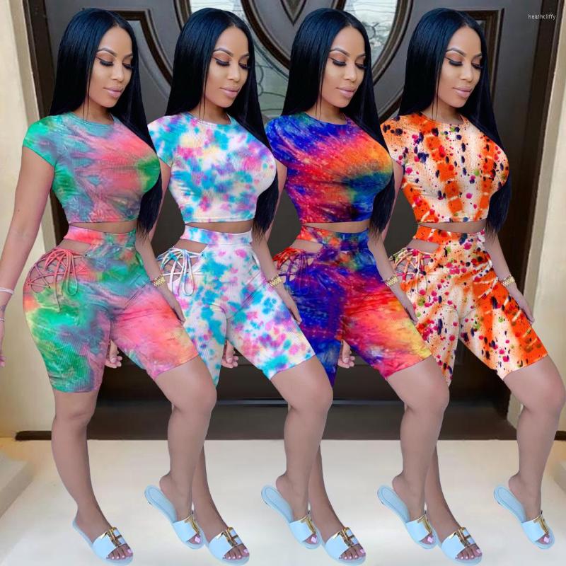 

Women's Tracksuits Women's Tie Dyed Hollowed Out Pit Strip Leisure Two-piece Set, Blue red