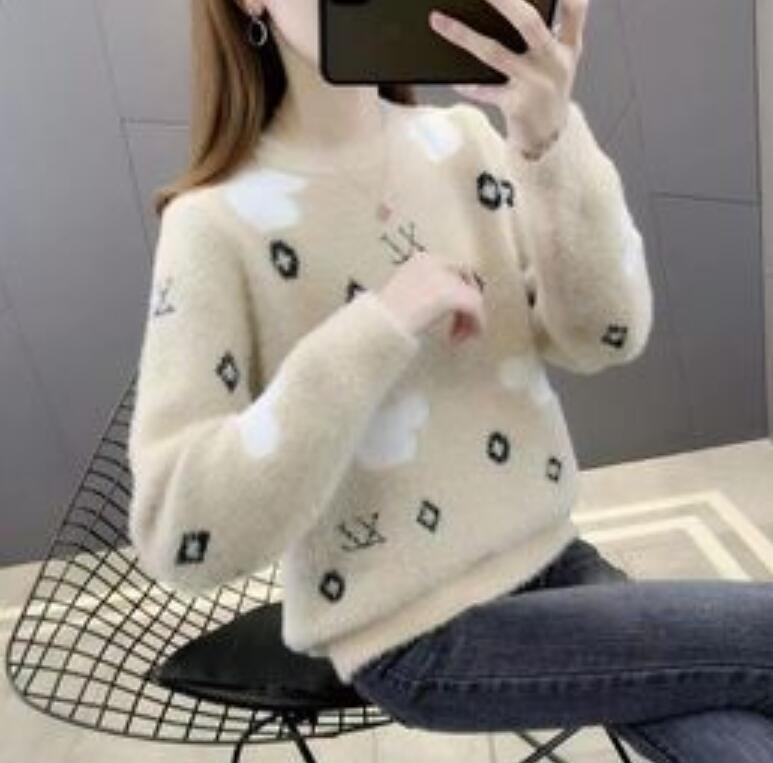 

Women's Sweaters black Pink Half High Mink Cashmere puff Dress Sweater Office Loose Pullover flared wool Knitwear Top, 01