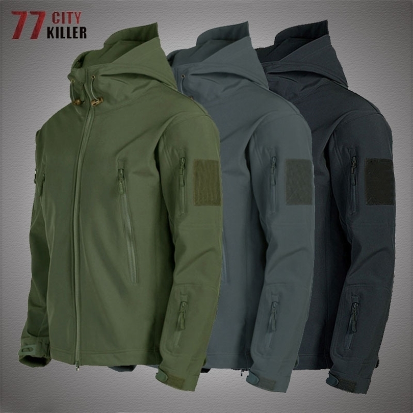 

Mens Jackets Military Shark Skin Soft Shell Jackets Men Tactical Windproof Waterproof jacket men Army Combat Jackets Mens Hooded Bomber Coats 221006, Khaki 2