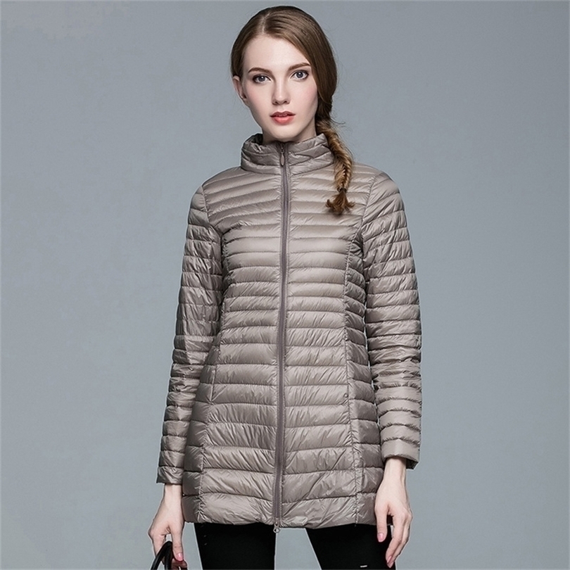 

Womens Down Parkas Woman Spring Down Warm Coat Ultra Light Duck Down Jacket Long Slim Solid Jackets 220930