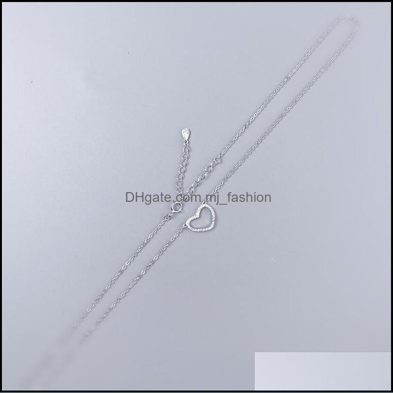 

Pendant Necklaces Hollow Love Heart Pendant Necklaces 925 Sterling Sier Micro Inlaid Clavicle Sweet Jewelry Charm Choker Ne Mjfashion Dhk9N