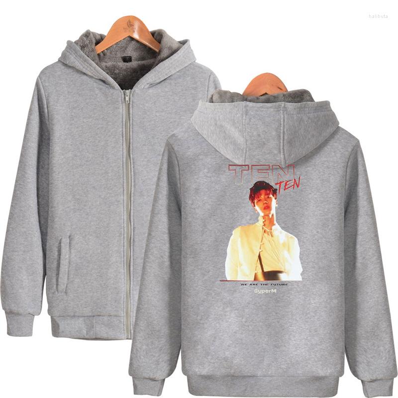 

Men's Hoodies TEN Super Kpop Hoodie Tracksuit Street Style Winter Fashion Men Women Zipper Jackets Long Sleeve Hooded Sweatshirts Tops, Black