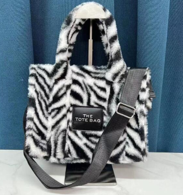 

Woolen Tote Bag Women Shopping Bags Handbags Shoulder Composite Bag Soft Lamb Wool Genuine, With logo