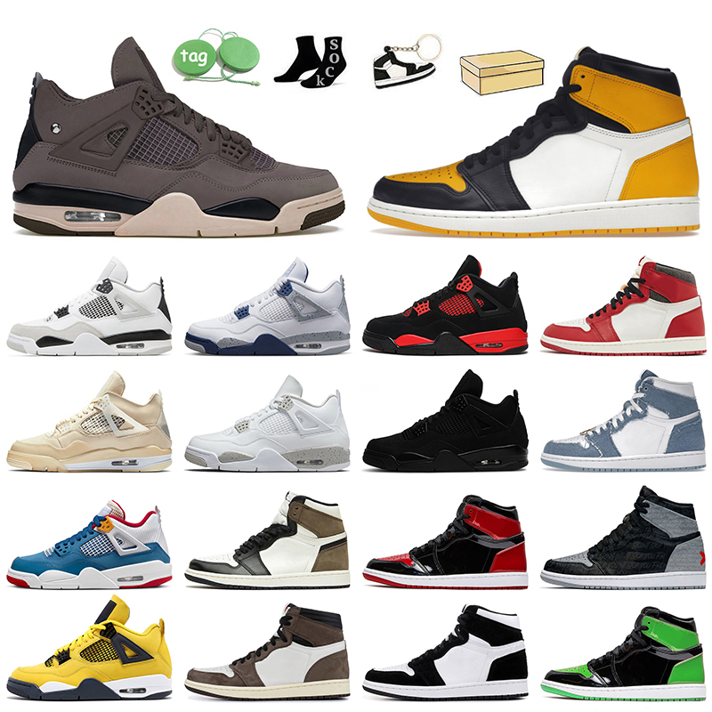 

A Ma Maniere 4s Basketball Shoes Jumpman 1 4 Military Denim 1s Midnight Navy Lost Found Taxi Patent Bred Oreo Black Cat Military Red Thunder, C27 psgs 40-47