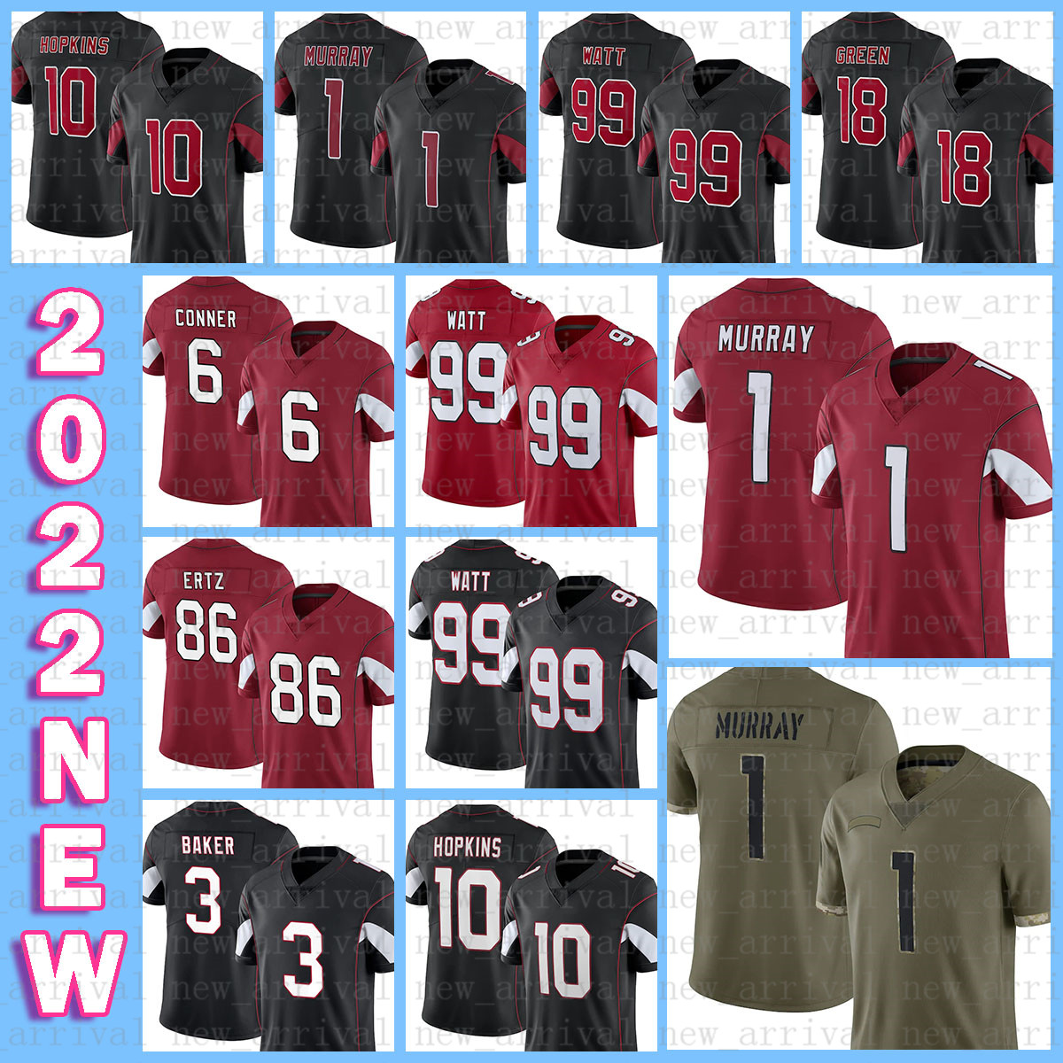 

Men Kyler Murray Football Jersey Budda Baker J.J. Watt James Conner A.J. Green DeAndre Hopkins Pat Tillman Eno Benjamin Rondale Moore Kelvin Beachum Byron Murphy Jr. Dogbe, Women(size:s-xxl)-hque