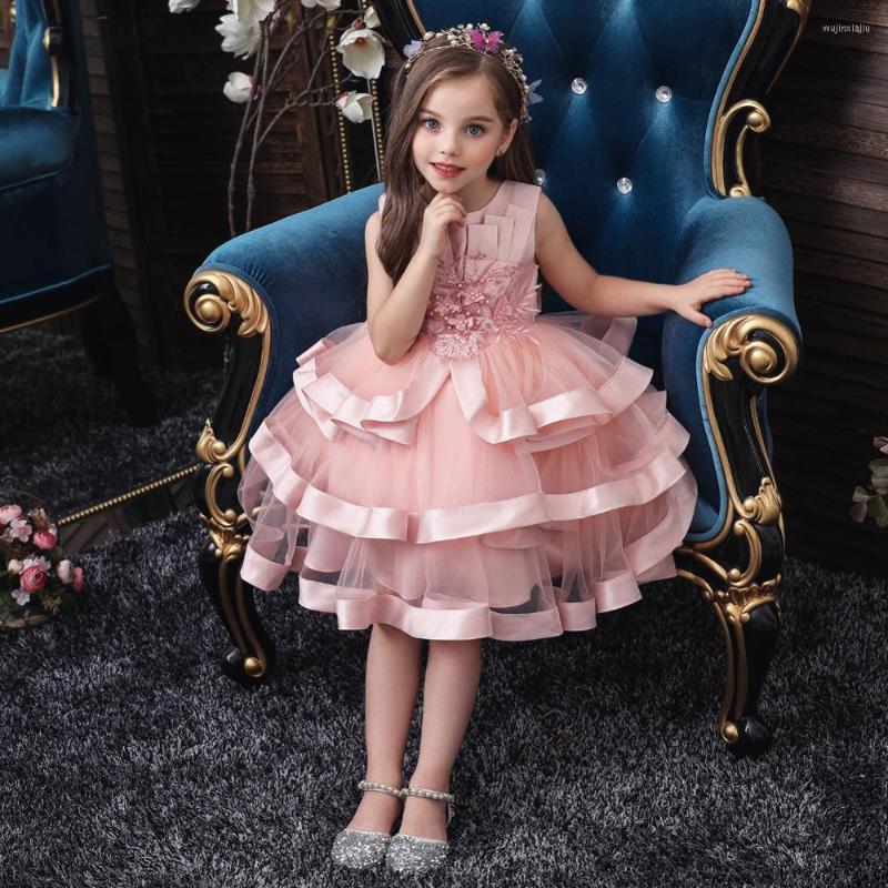 

Girl Dresses Flower Princess Wedding Bridesmaid Butterfly Embroidery Party Dress Baby Graduation Ball Performance, Green