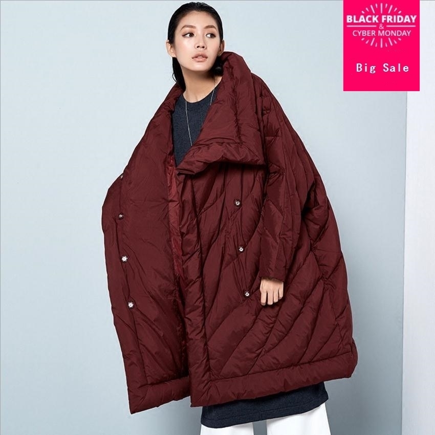 

Women's Down Parkas European famous fashion brand bat sleeve coat women's winter duck down jacket Xlonger thicker warm down jacket wj1533 220930, Blue