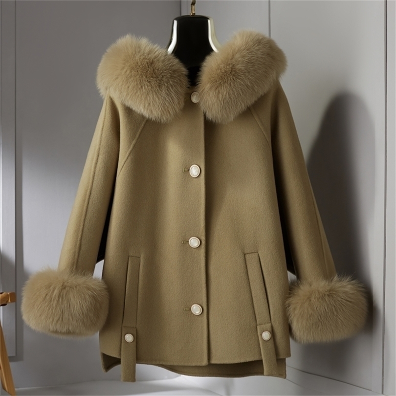 

Womens Fur Faux PUDI Women Real Coat Trench Winter Female Wool Blendds Coats Jackets Shawl Poncho Z21160 220930, Camel