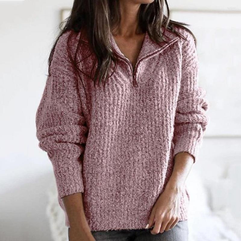 

Women's Sweaters Warm Knitted Sweater Zipper Sweatshirts Women Long Sleeve Tops Ladies Solid Loose Autumn Winter Pullover Coats Chaquetas, Black