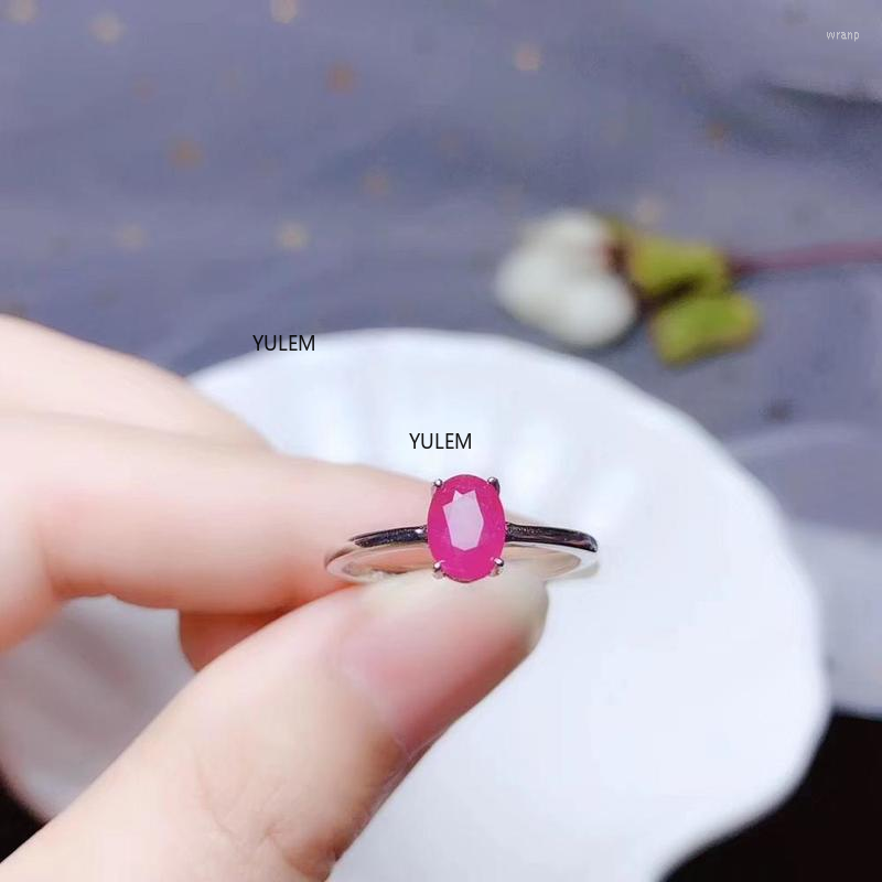 

Cluster Rings Genuine Natural Myanmar Ruby Ring For Women Men Love Gift 925 Silver 7x5mm Beads Luxury Stone Fashion Adjustable