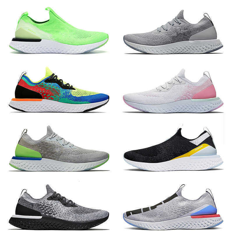 

Authentic Top Epic React Running Shoes Fly V1 V2 Knit Volt Light Grey Black White Cookies And Cream Sea Mist Blue White Outdoor Tennis JORDON NKS, D4 grey volt 36-45