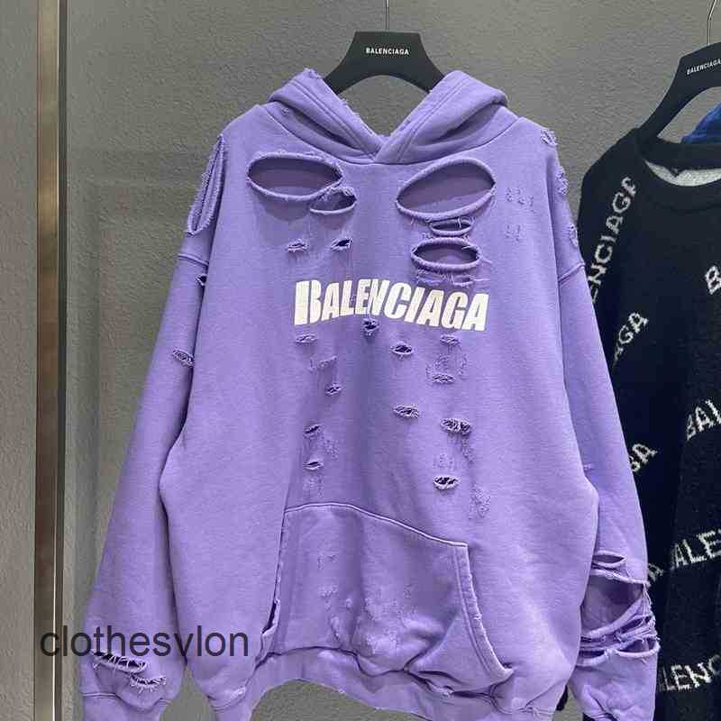 

Sweaters Mens Hoodies Balencaigasss Sweaters Women for Hooded Men Edition Loose Versatile Casual Perforated, Colourway of taro purple