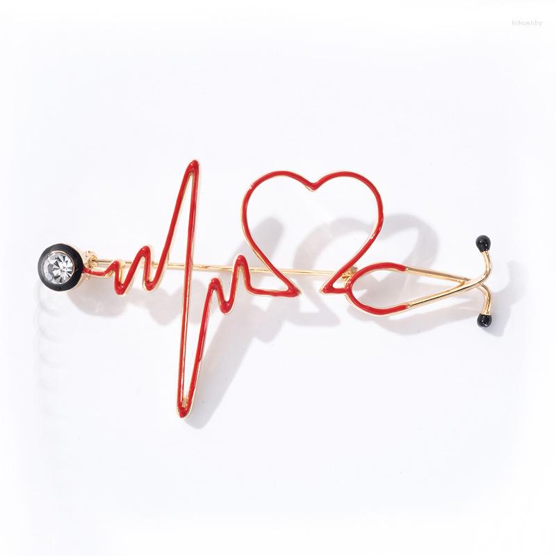 

Brooches LW2 2PCS/SET Electrocardiogram For Women Fashion Metal Love Enamel Jewelry Men Jackets Badges Accessories Hijab
