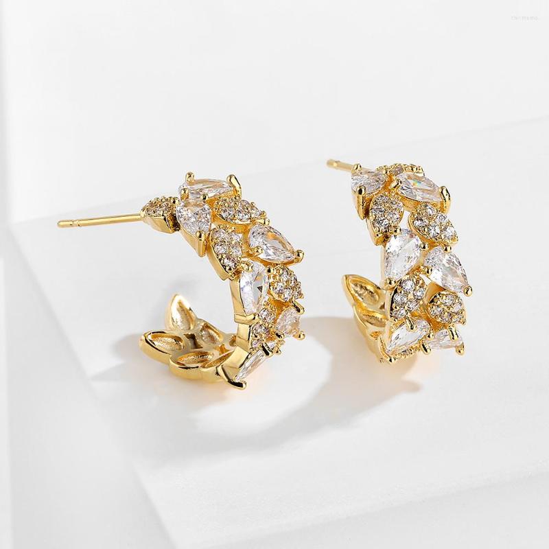 

Stud Earrings MASA 2022 Vintage Gold Color Irregular Flowers Zircon For Woman Wedding Engagement Party Female Jewelry