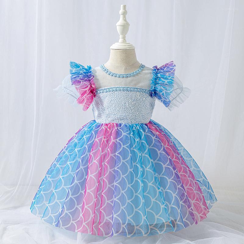

Girl Dresses 2022 Girls Dress Born Baby Summer Wedding Party Elegant Princess Clothes Kids Cute For 0-2 Years Birthday Gift, As the picture