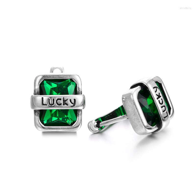 

Stud Earrings Sell Elegant Square Lucky Letter Green Crystal 925 Silver Needle Ladies Accessories Jewelry For Women Gifts