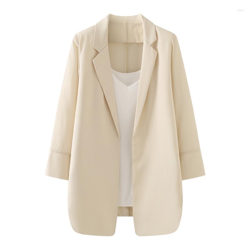 

Women's Suits Summer Coat Women Clothing Thin Chiffon Suit Sunscreen Women's Three-quarter Sleeve Top Female Loose Blazer Chaqueta, White chiffon suit